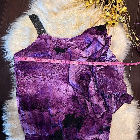 Lane Bryant purple and black cold shoulder blouse sz 18/20 - Picture 4 of 5